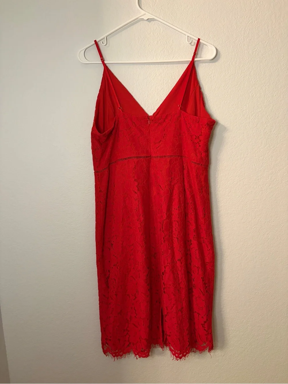 Astr The Label Red Lace Spaghetti Strap V Neck Sheath Dress Size XL